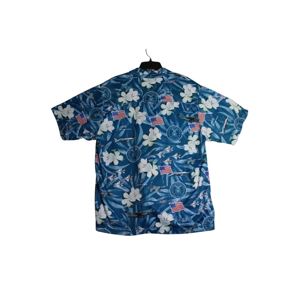 Military AE Sport Air Force Hawaiian Floral Button Down Shirt Mens Large - Picture 3 of 6